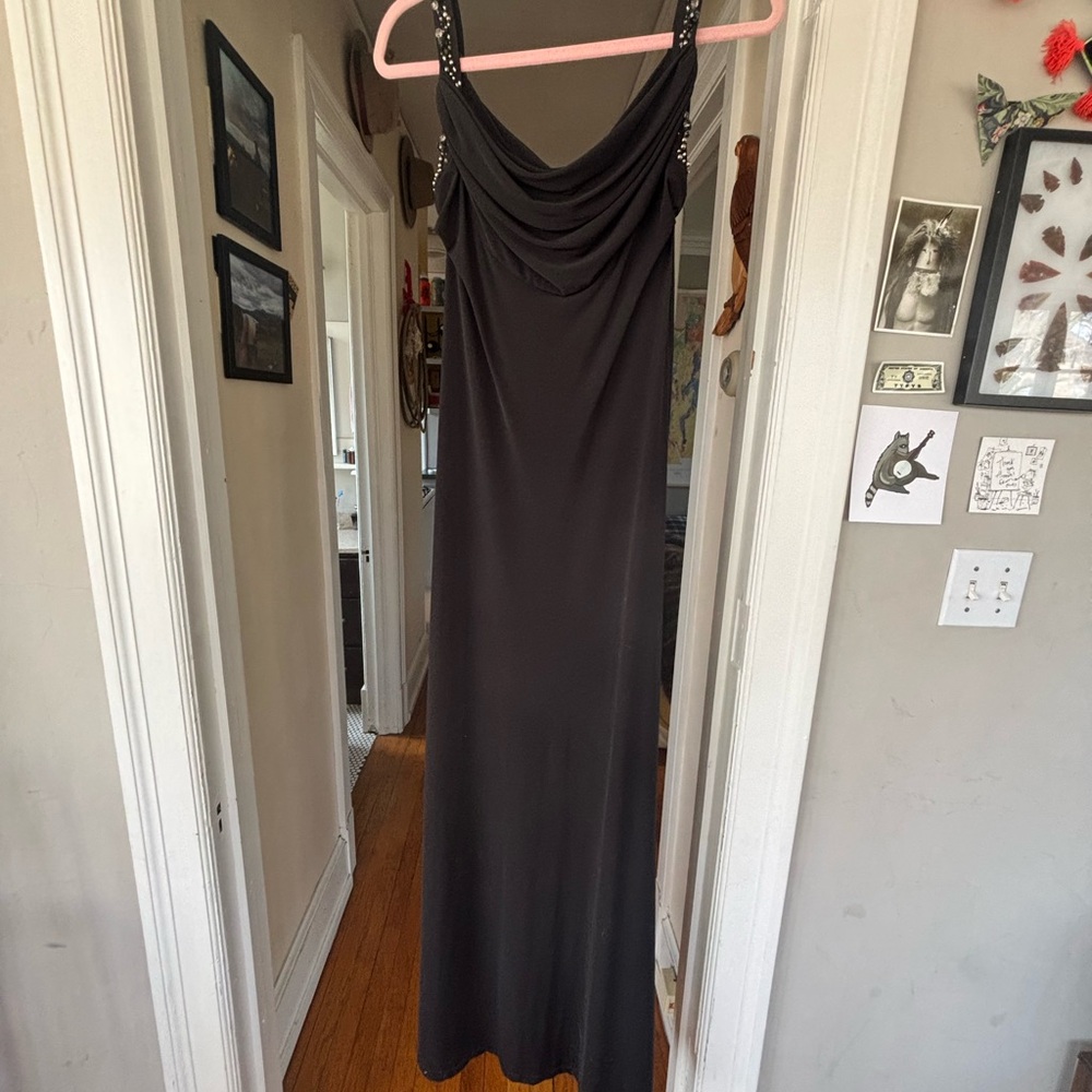Calvin Klein Black Maxi Dress with Beaded Straps